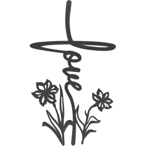 Love Flower Cross - Metal Wall Art