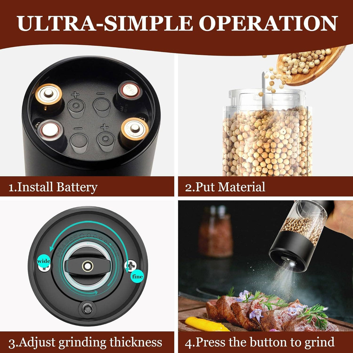 Electric Salt and Pepper Grinder Set Automatic: 1 Set(Duo)