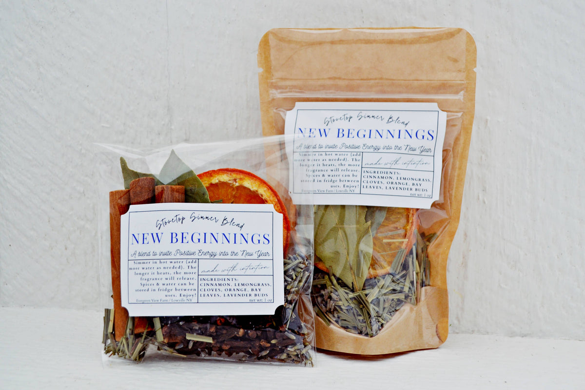 Simmer Pot Kit Stovetop Blend New Beginning January New Year: White standup pouch
