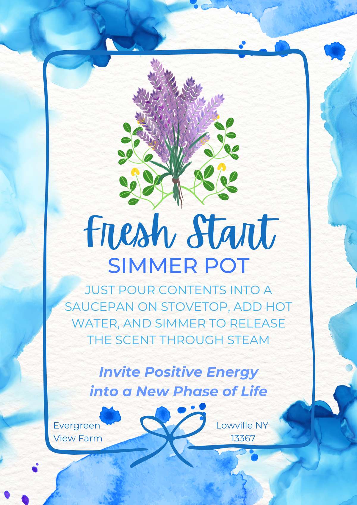 Simmer Pot Kit "Fresh Start" Stovetop Blend New Intentions: Brown kraft standup pouch