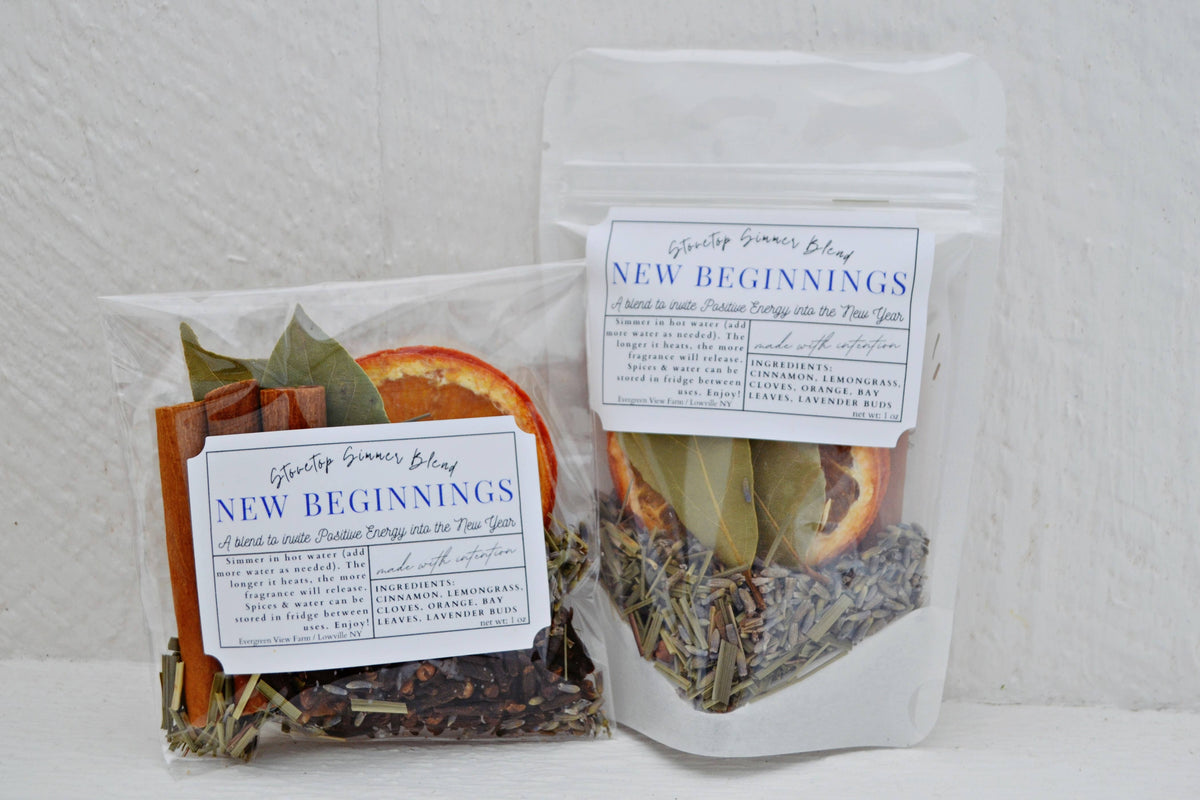Simmer Pot Kit Stovetop Blend New Beginning January New Year: White standup pouch