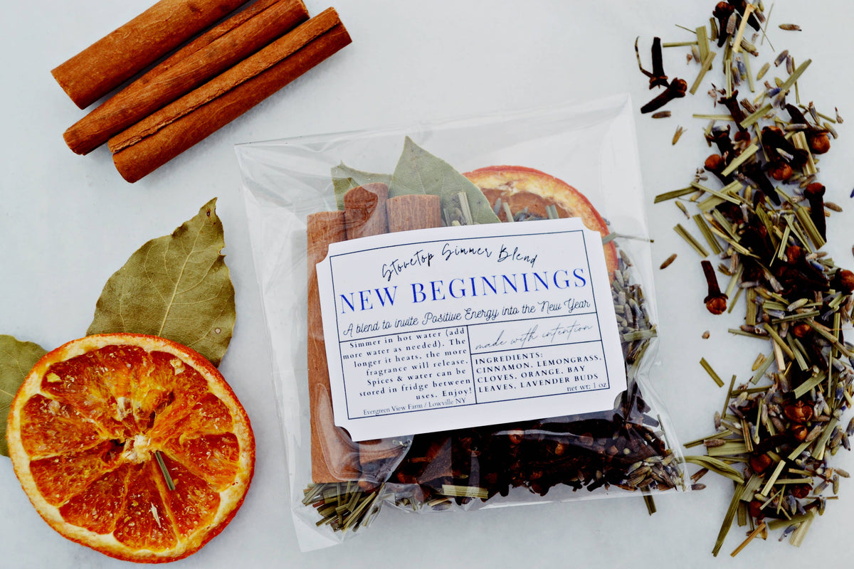 Simmer Pot Kit Stovetop Blend New Beginning January New Year: White standup pouch