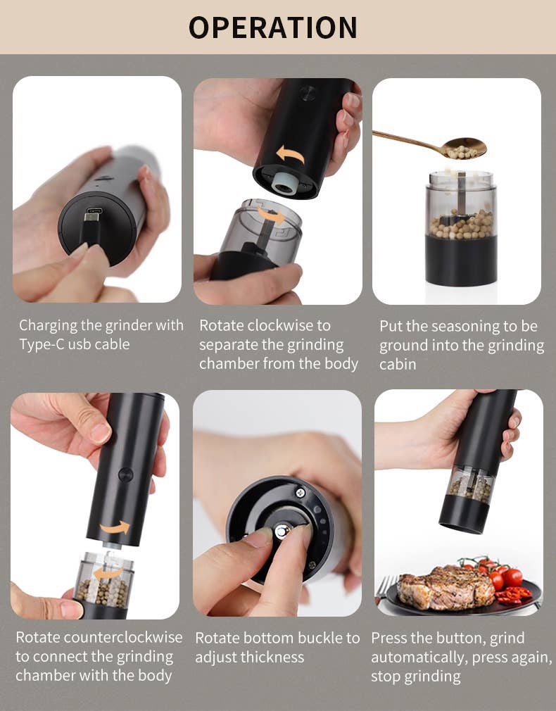 Electric Salt and Pepper Grinder Set Automatic: 1 Set(Duo)