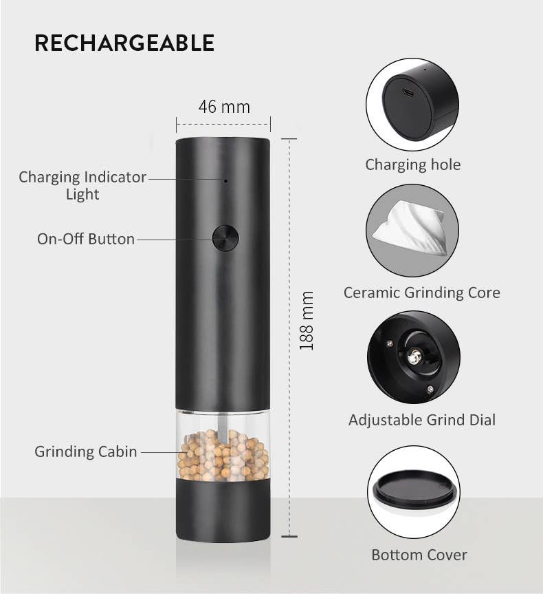 Electric Salt and Pepper Grinder Set Automatic: 1 Set(Duo)