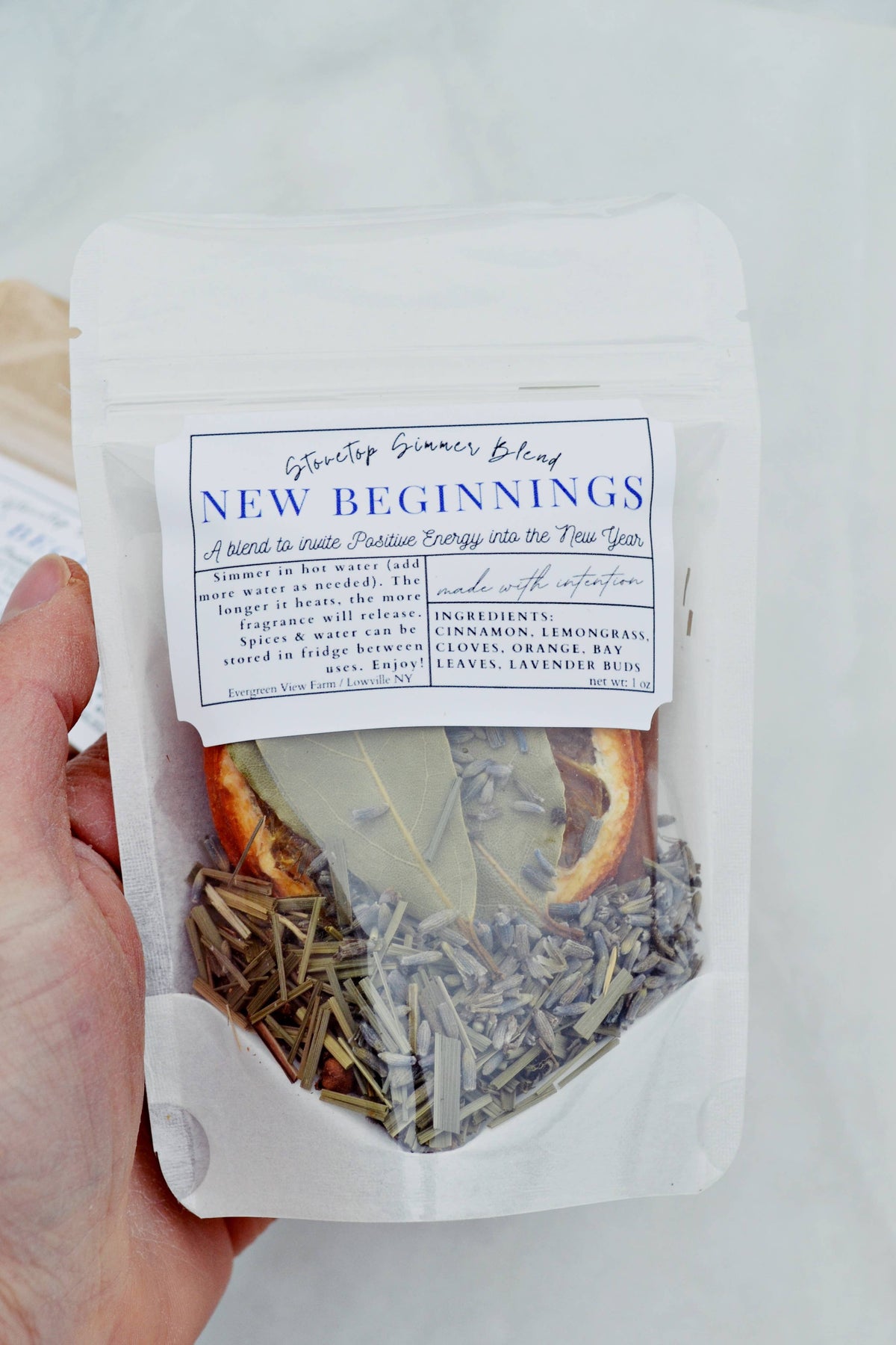 Simmer Pot Kit Stovetop Blend New Beginning January New Year: White standup pouch