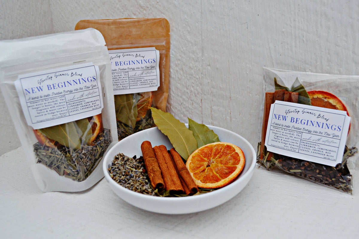 Simmer Pot Kit Stovetop Blend New Beginning January New Year: White standup pouch