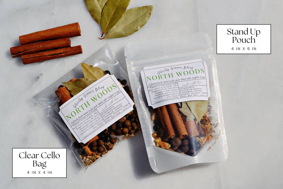 Simmer Pot Kit "Fresh Start" Stovetop Blend New Intentions: Brown kraft standup pouch